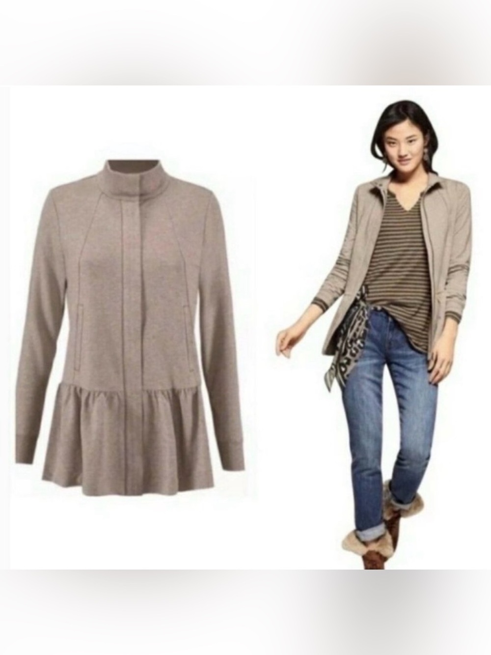Cabi Weekend Topper Peplum Sweatshirt Jacket